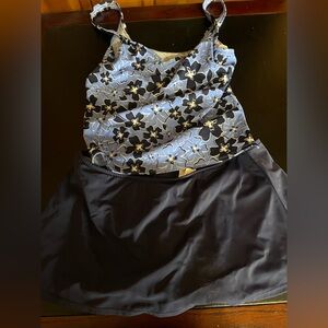 Jantzen Navy Floral Tank Two-Piece Swim Dress